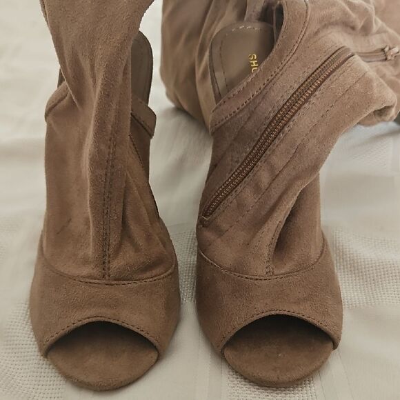 Shoe Republic LA Tan Over-the-Knee Boots with Stiletto Heel - Picture 14 of 16